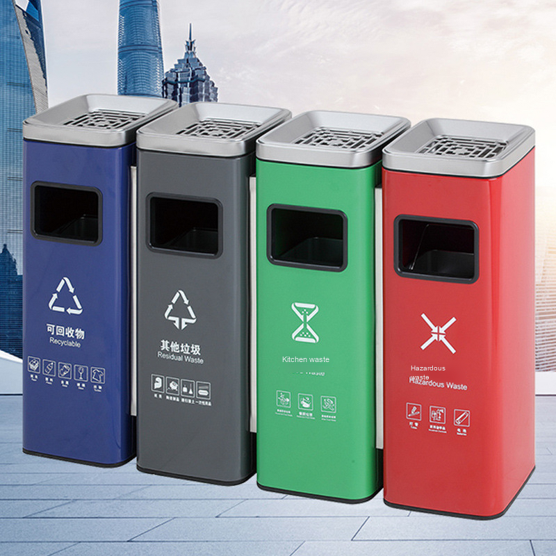 Trash Can Manufacturer - Direct Sorting Stainless Steel Vertical for Shopping Mall Hotel Lobby Outdoor Side-Mounted Floor Bucket Eco-Friendly