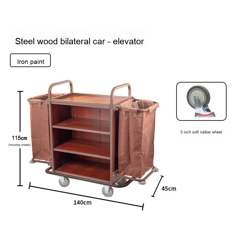 Linen Work Cart Manufacturer - Hotel Room Multifunctional Plastic with Cloth Bag Push Hygiene Service Cart for Guests Cleaning Carts