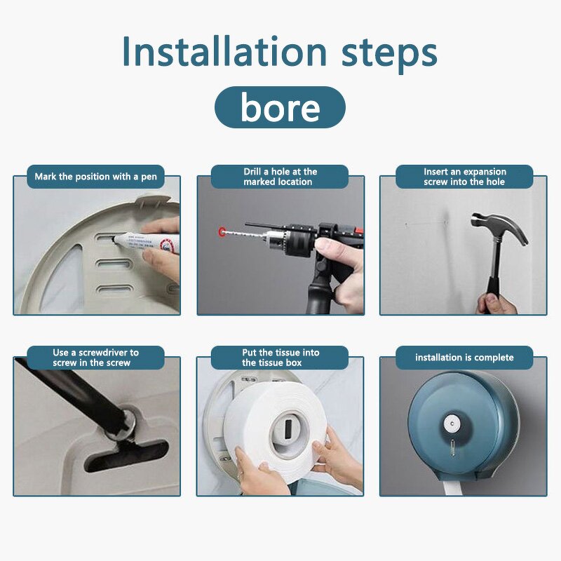 Tissue Box Manufacturer - Durable Plastic Wall-Mounted Non-Perforated Large Roll Paper Waterproof Hotel and Household Amenities