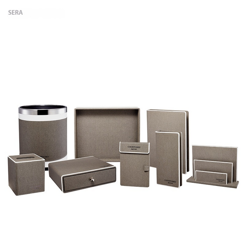 Leather Hotel Amenities Set Manufacturer - High-End Eco Tissue Box Trash Can Memo Tray Direct Factory Supply