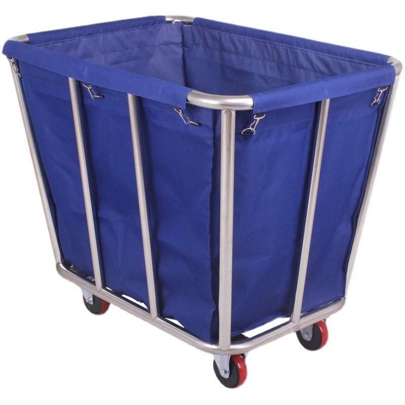 Cleaning Cart Manufacturer - Hotel Service Reinforced Stainless Steel with Plastic Linen Conical for Laundry Service