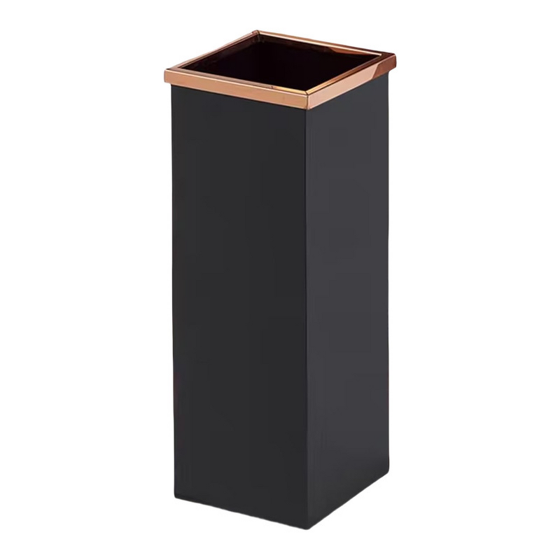 Trash Bin Manufacturer - Titanium Stainless Steel Square with Ashtray for Lobby Hallway Hotel Mall Indoor Public Area Smoking Solution