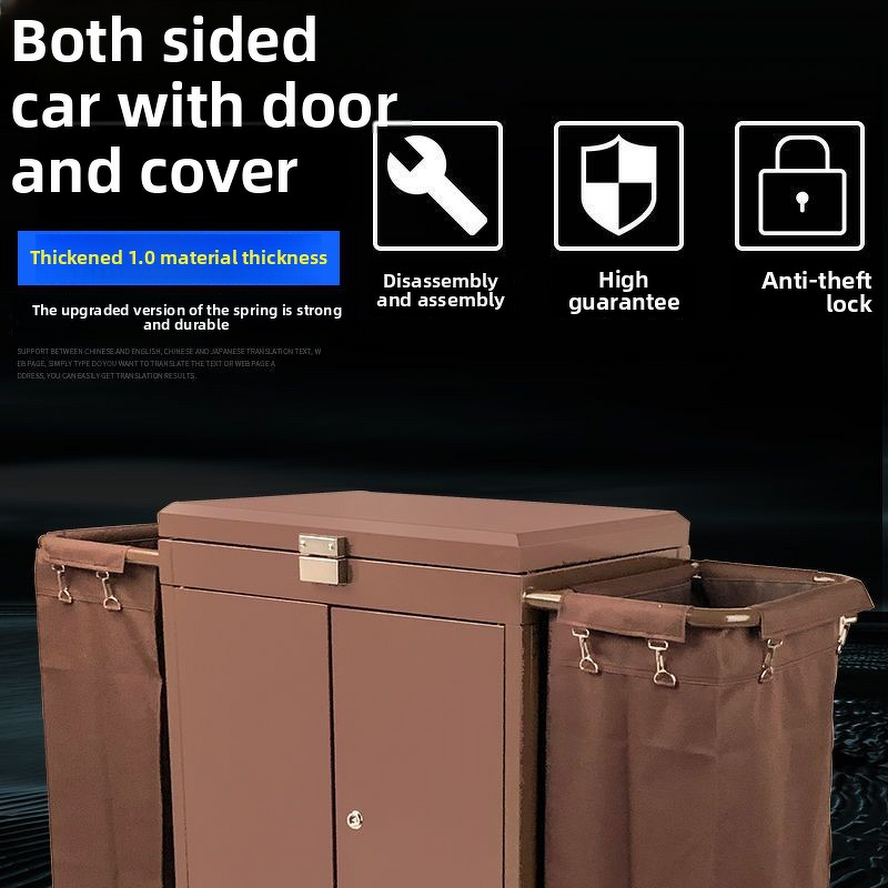 Hotel Linen Cart Manufacturer - Double-Sided with Trolley Door Cover for Guest Room Collection and Cleaning Work