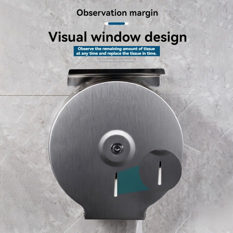 Roll Tissue Holder Manufacturer - Stainless Steel Wall-Mounted Large for Hotels Waterproof Bathroom Toilet Large Roll Tissue Dispenser