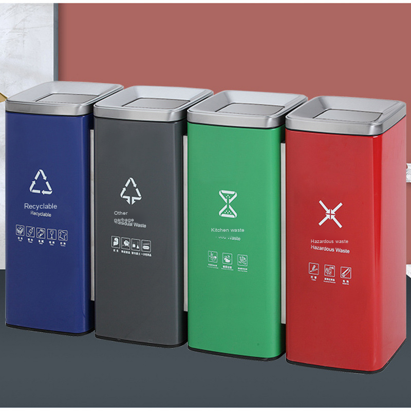 Trash Can Manufacturer - Direct Sorting Stainless Steel Vertical for Shopping Mall Hotel Lobby Outdoor Side-Mounted Floor Bucket Eco-Friendly