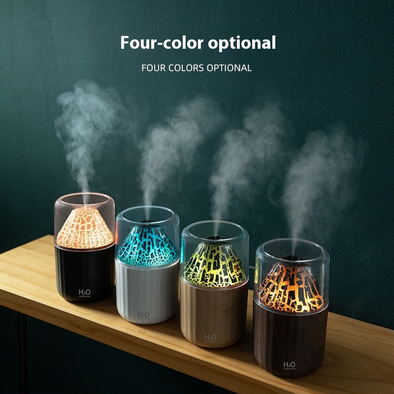 Flame Humidifier Manufacturer - Small Desktop Colorful Atmosphere Light New Cross-Border Volcano Aromatherapy Machine Home Bedroom Plastic
