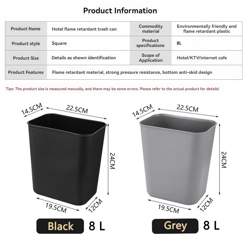 Trash Cans Manufacturer - Durable Flame-Retardant Rectangular for Hotel Guest Rooms Office/Commercial Use Toilet Waste Baskets Fitting Narrow