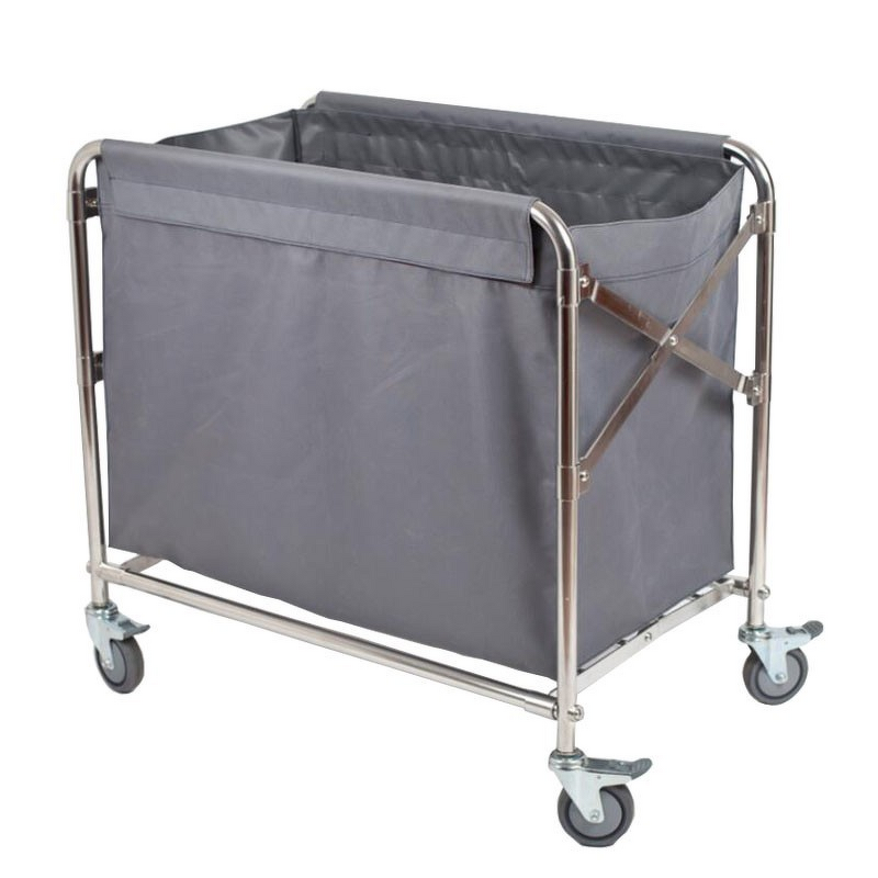 Linen Cart Manufacturer - Stainless Steel Folding Collection Trolley for Hotel Guest Rooms Workspaces and Car Service Cleaning Needs