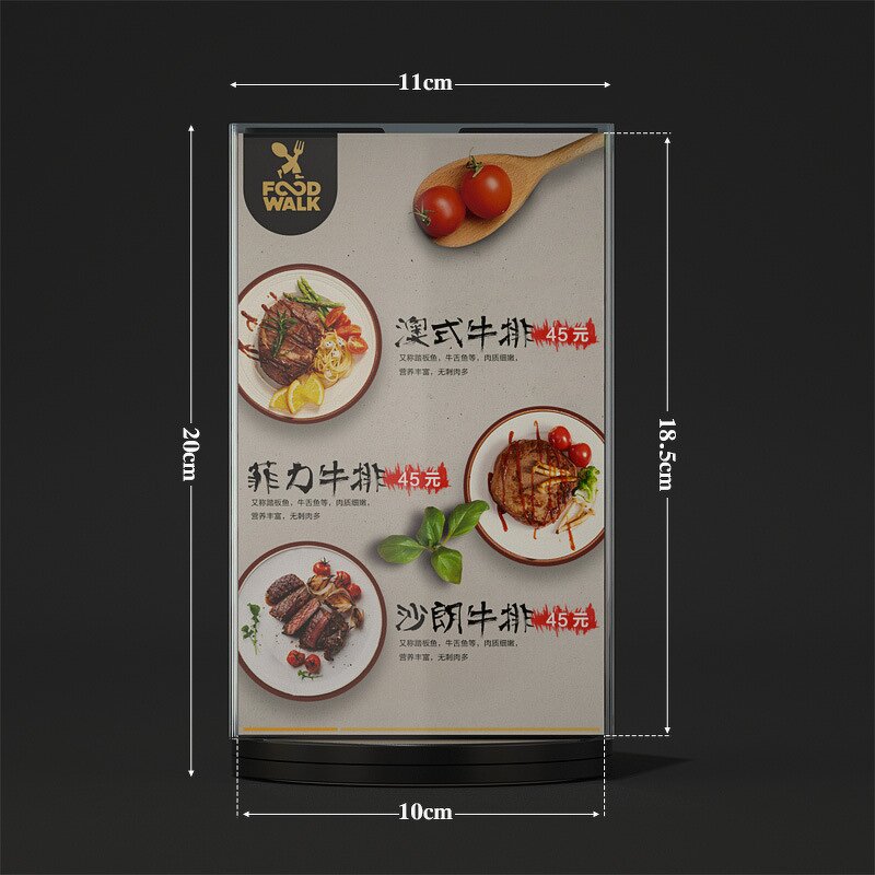 Table Card Display Stand Manufacturer - Three-Sided Rotating Eco-Friendly A4A5 Dining Table Stand 3mm for Wine Card Price List Advertising