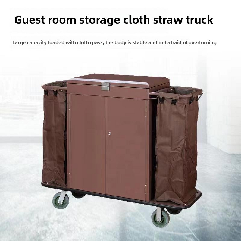 Linen Cart Manufacturer - Multi-Functional for Hotel & Restaurant Special Hand Push Service with Metal Buckets for Room Cleaning