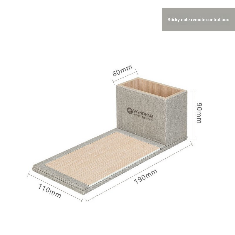 Leather Desktop Set Manufacturer - Eco-Friendly Gray Wood with Tissue Box Memo Clip Tea Box for Hotel Restaurant Custom Logo Available