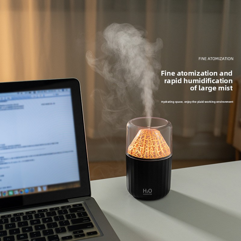 Flame Humidifier Manufacturer - Small Desktop Colorful Atmosphere Light New Cross-Border Volcano Aromatherapy Machine Home Bedroom Plastic