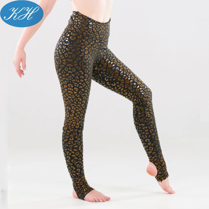 Pole Dance Leggings Manufacturer - Custom Leopard Gold Printing Sticky Exotic Pole Wear