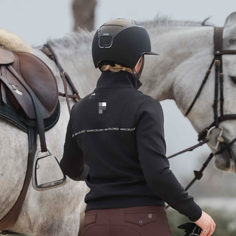 Half Zip Sweatshirt Manufacturer - Custom 84% Polyester 16% Spandex Fabric Women Riding Tops