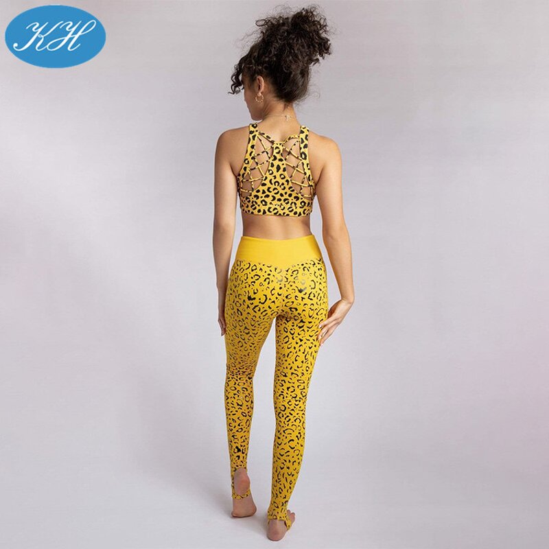 Pole Dance Clothing Set Manufacturer - Factory Price OEM Leopard Pattern Yellow Exotic Grip Sticky