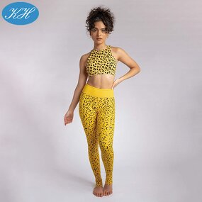 Pole Dance Clothing Set Manufacturer - Factory Price OEM Leopard Pattern Yellow Exotic Grip Sticky