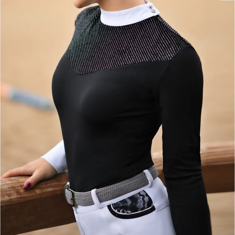 Horse Riding Shirt Manufacturer - Custom Your Own Logo on Lady Base Layer Quick Dry Polo Equestrian