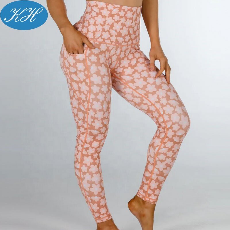 Yoga Leggings Manufacturer - Custom Women Printed Four Needle Six Thread Outdoor Sports Fitness