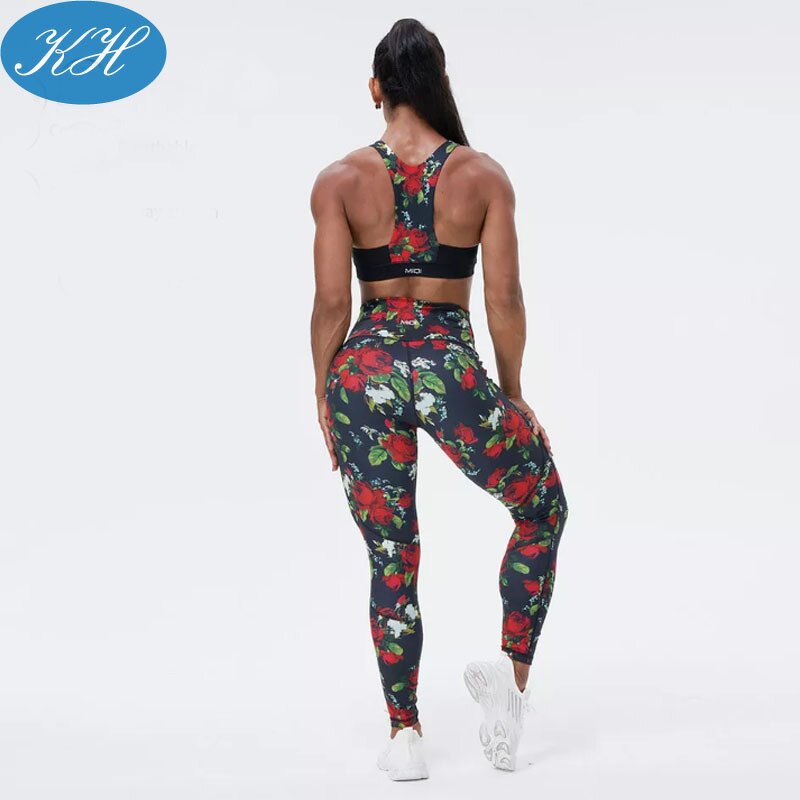 Yoga Leggings Manufacturer - Custom Women Printed Four Needle Six Thread Outdoor Sports Fitness