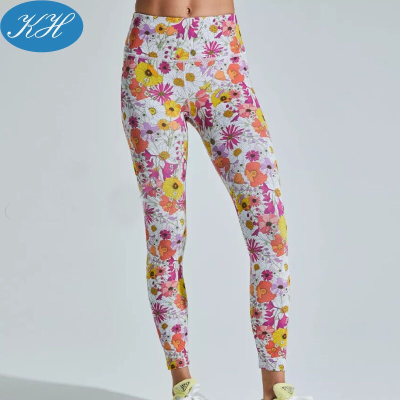 Yoga Leggings Manufacturer - Custom Women Printed Four Needle Six Thread Outdoor Sports Fitness