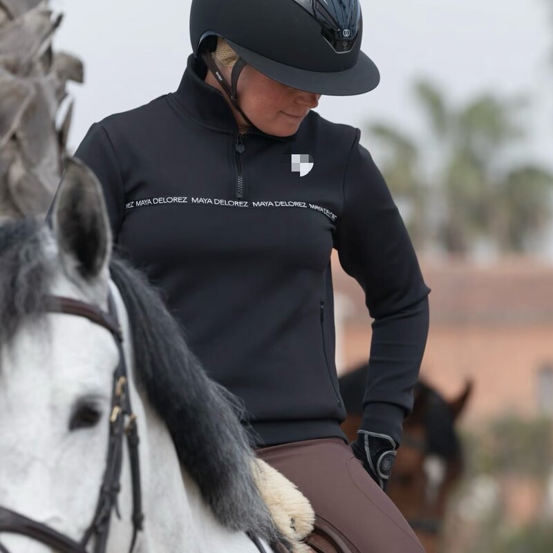 Half Zip Sweatshirt Manufacturer - Custom 84% Polyester 16% Spandex Fabric Women Riding Tops