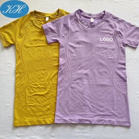 Seamless Yoga Tops Manufacturer - Stock Women Fitness Wear Short Sleeve Yoga Shirts