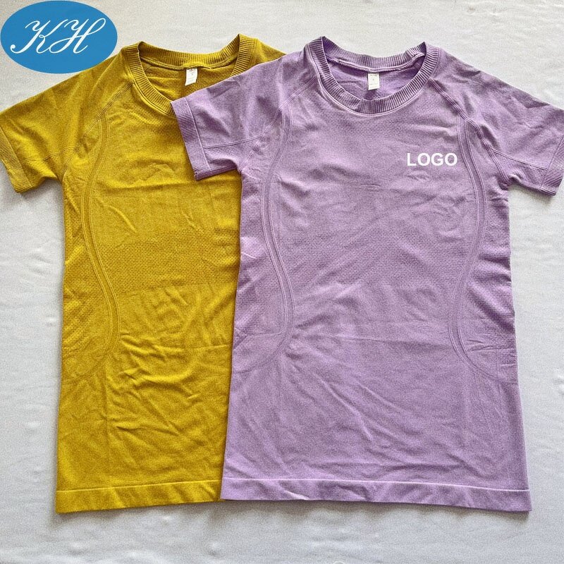 Seamless Yoga Tops Manufacturer - Stock Women Fitness Wear Short Sleeve Yoga Shirts