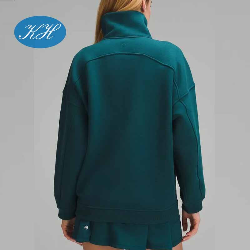 Half Zipper Sweatshirt Manufacturer - Custom Over Size Fit Thick Fleece Winter High Collar Hoodie