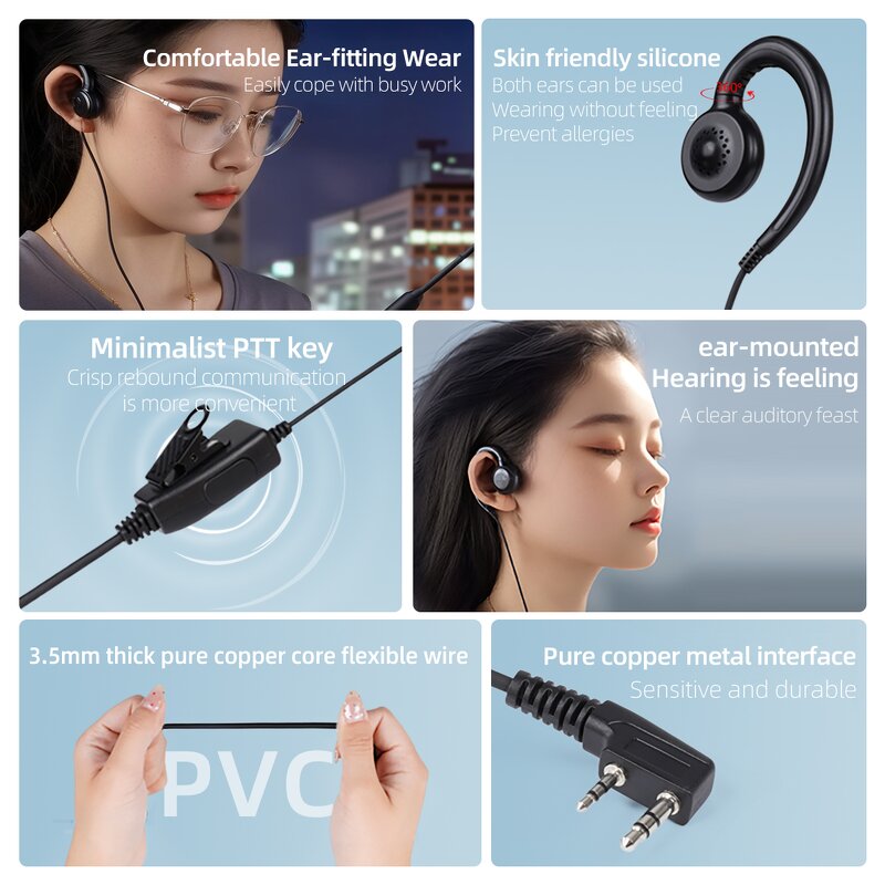 Headset Manufacturer - KSUN B32 Ear Hook Headphone Head Earbuds for Skiing Biking