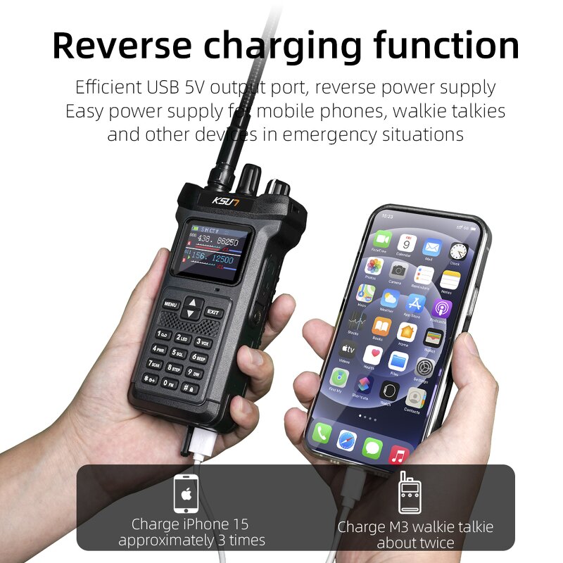 Walkie Talkie Manufacturer - KSUT UV119D VHF UHF Ham Radio with Flashlight & Reverse Charging