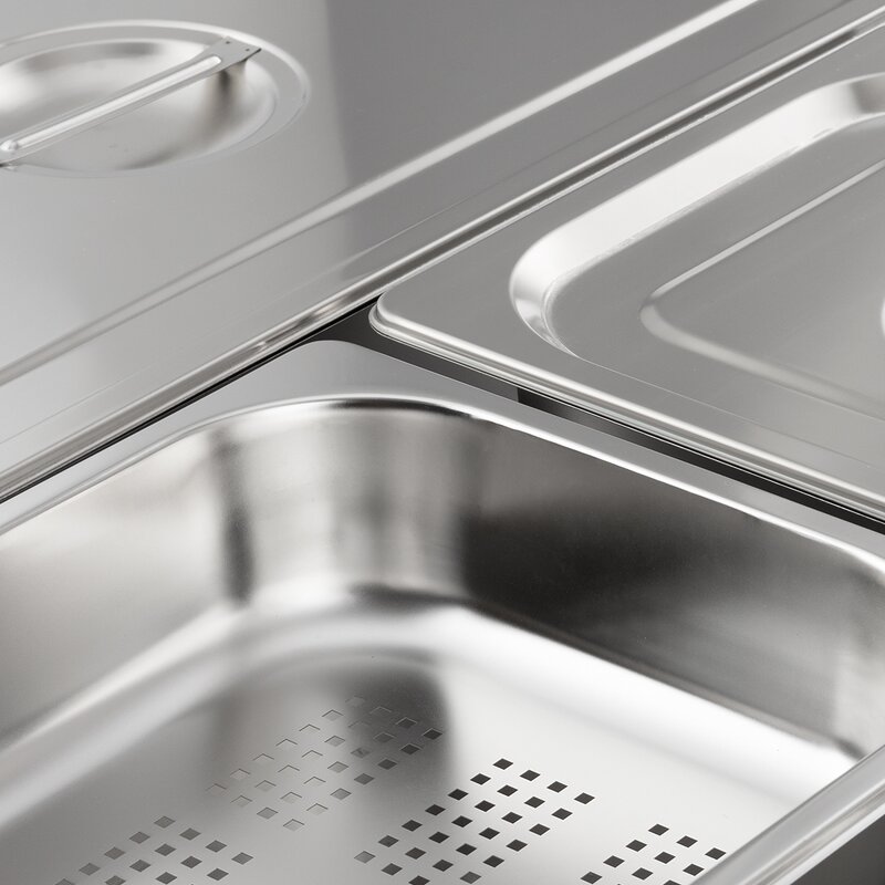 Food Pan Sets Manufacturer - Restaurant Hotel with Lid for Food Storage Steam Warmer Stainless Steel Prep Long 1/1 Perforated GN Pan