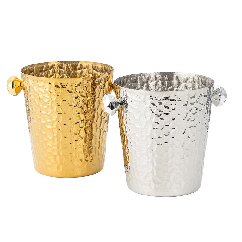 Ice Bucket Manufacturer - Luxury Gold Silver Champagne Glamorous Design Stainless Steel Metal Beverage Tubs