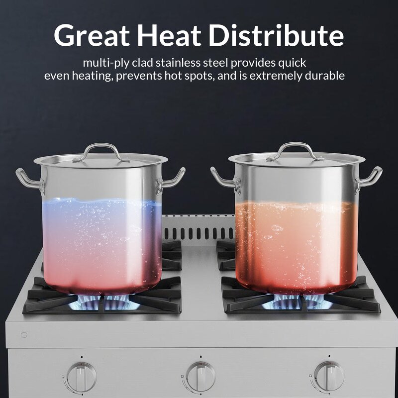 Soup Stockpot Manufacturer - Stainless Steel Cooking 3 Ply Clad Induction with Lid Home Stock Kitchen Cooker Set