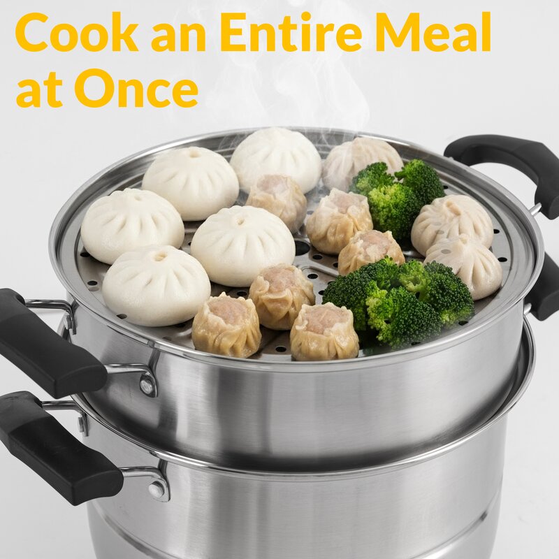 Steamer Pot Manufacturer - Large Capacity 3 Layers Steamer Composition Bottom Induction Cookware Commercial Big Cooking Kitchenware