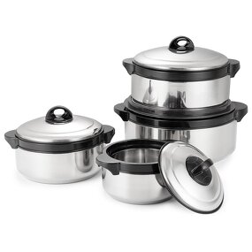 Casserole Set Manufacturer - Ollas De Acero Kitchenware 4 Pcs Stainless Steel Insulated Casserole Pot Food Warmer Containers Set