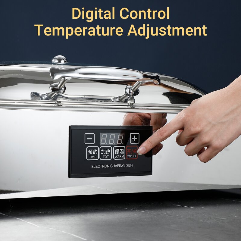 Electric Chafing Dish Manufacturer - Luxury 9L Chaffing Buffet Serving Hydraulics Glass Lid