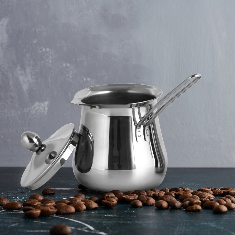 Turkish Coffee Pot Manufacturer - Modern Stainless Steel with Long Handle and lid Stove for Milk
