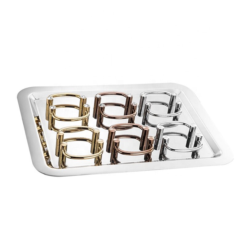 Serving Tray Manufacturer - Wholesale Luxury Golden Stainless Steel Metal Rectangular Vanity Gold Mirror