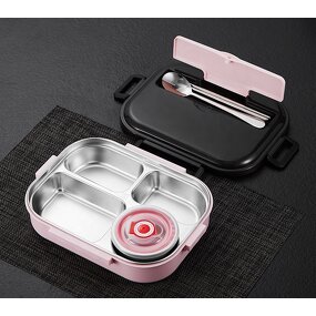 Lunch Box Manufacturer - Easy Clean BPA Free Adult Office Stainless Steel Leakproof Divided with 4/5 Compartment