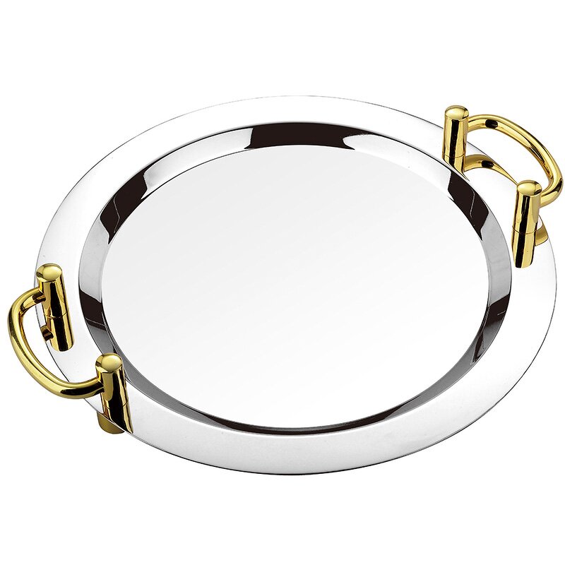 Serving Tray Manufacturer - Stainless Steel Oval Mirror Polished with Double Handles for Hotel Restaurant Supplies