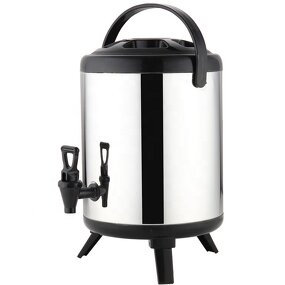 Milk Bucket Manufacturer - 10 Litres Stainless Steel Black Insulated Thermos Milk Tea Water Barrel Flask with Tap