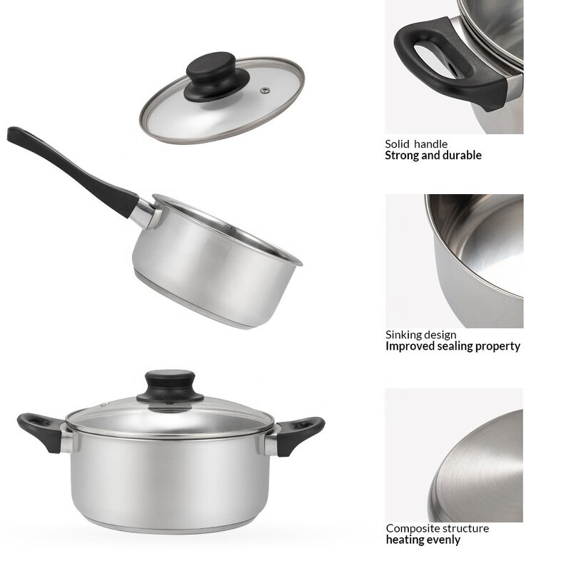 Cooking Set Manufacturer - MUXING Factory Wholesale Small Pot Metal 400/600 ml Soup Porridge Pot Baby Mini 3 Layer Bottom Glass Milk Pot