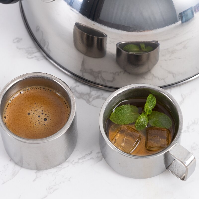 Tea Cup Manufacturer - Nature Color Pure Titanium 95ml with Handle Antibacterial Double Walled Small Outdoor Camping Coffee Beverages Set