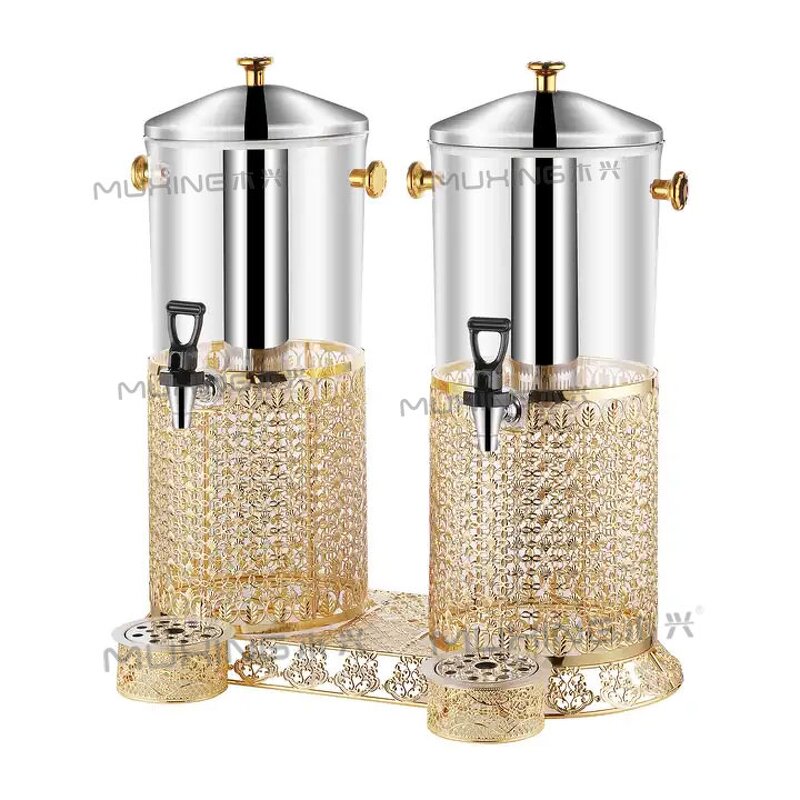 Juice Dispenser Manufacturer - Arabic Luxury Golden PC Barrel Beverage Drinks for Hotel Wedding Commercial
