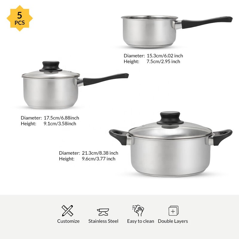 Cooking Set Manufacturer - MUXING Factory Wholesale Small Pot Metal 400/600 ml Soup Porridge Pot Baby Mini 3 Layer Bottom Glass Milk Pot