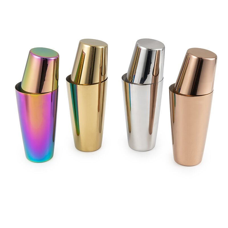 Cocktail Mixer Manufacturer - Colourful Rose Gold Bar Tools Customized Design 600/800ml Weighted Boston Cocktail Shakers