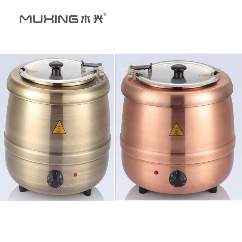 Soup Kettle Manufacturer - Hotel Buffet Rose Gold Black Industrial Heating Electric Commercial Warmer Stove with Foot