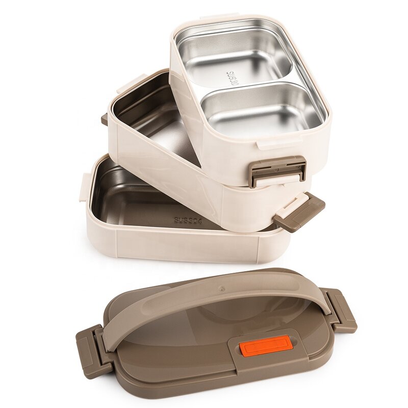 Lunch Box Manufacturer - Portable 304 Metal Stainless Steel Bento 1 2 3 Tier Stackable Silicon Airtight Leak Proof Hot Tiffin for Kids School