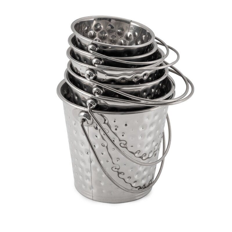 Water Bucket Manufacturer - Multi-Size Stacked Easy Cleaning Stainless Steel Pail Bar Ice Bucket With Lid/Handle and Hooks