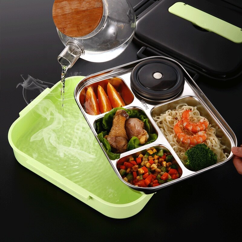 Lunch Box Manufacturer - Easy Clean BPA Free Adult Office Stainless Steel Leakproof Divided with 4/5 Compartment